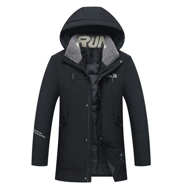 

large size men's winter jackets 2020 new autumn winter casual pocket with zipper coats button down parka casaco masculino drop, Black