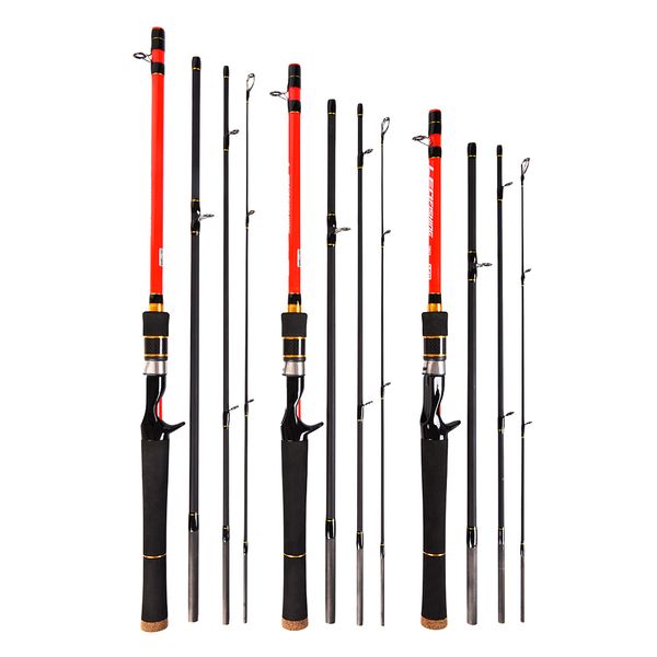 

leo 1.8m / 1.98m / 2.1m spinning casting fishing rod 4 sections high carbon rods fishing tackle pesca carp