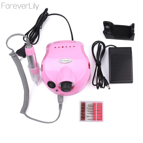 

35000 rpm pink 30w professional electric nail art drill file pedicure equipment manicure machine kit nail art tools for gel, Silver