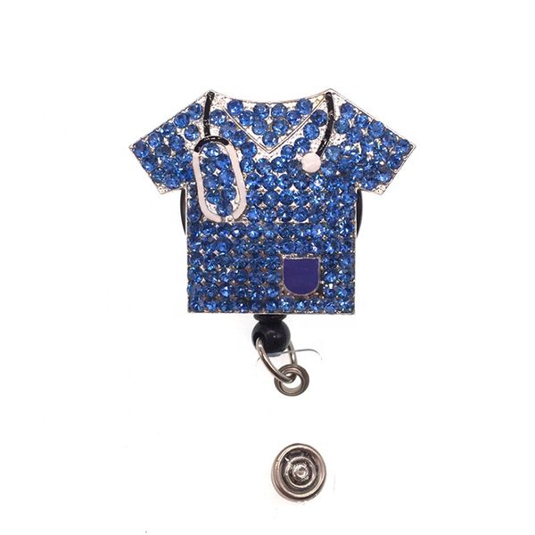 

10pcs/lot rhinestone nurse suit retractable badge reel medical stethoscope nurse clothes id badge holder for hospital nurse, Gray