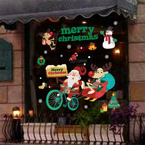 

christmas window sticker santa claus/snowman/elk glass sticker xmas christmas decorations home xmas decor happy new year 2020