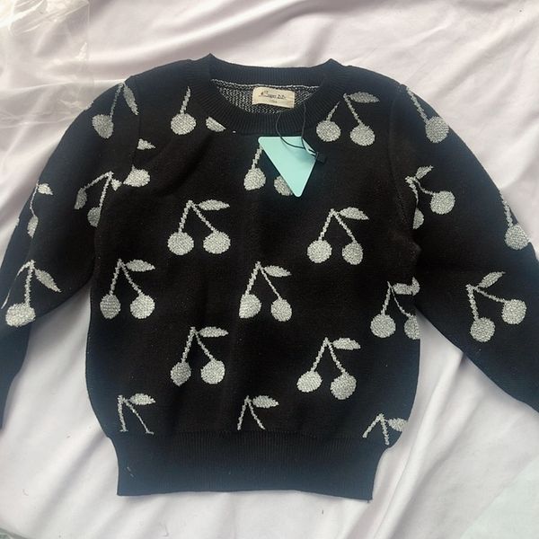 

kids sweaters 4t/110 baby girls fashion boys long sleeve knitted sweater sakura cherry pattern cute pullover clothes, Blue
