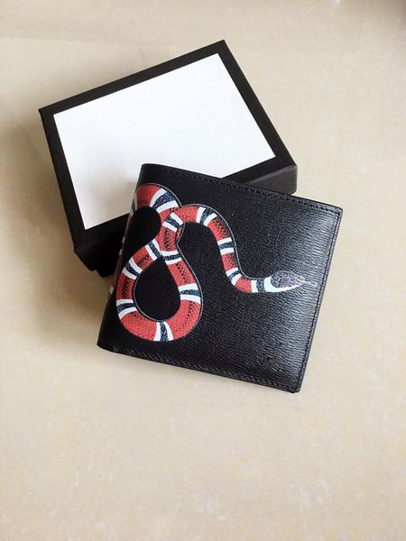 

2020 fashion brand tiger and snake designer for men real leather wallets small purses card holder with box, Red;black