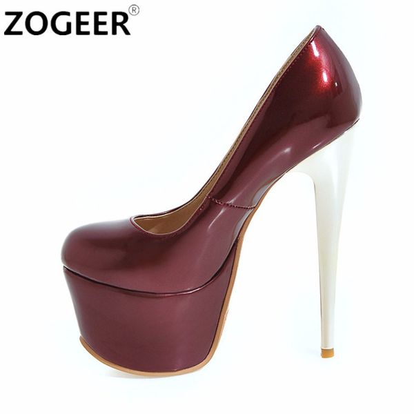 

plus size 48 fashion platform extreme high heels shoes 16cm women pumps women's heels blue red evening party wedding shoes, Black