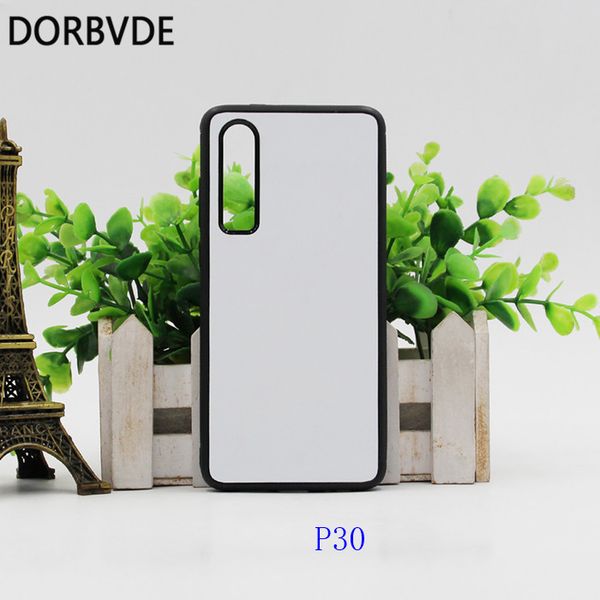 

2d ublimation ca e tpu pc rubber diy back cover for huawei p30 p30 lite funda with aluminum in ert coque 100pc hipping