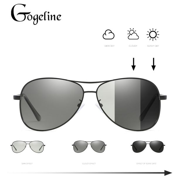 

2019 pchromic sunglasses men women polarized chameleon discoloration driving aviation sun glasses for men, White;black