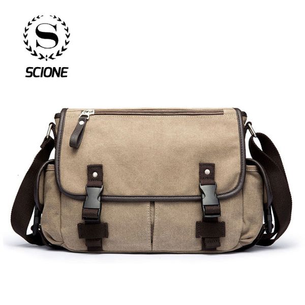 

scione men's satchels shoulder bags vintage canvas school office messenger bag fashion student preppy notebook crossbody pack cj191129, Black;red