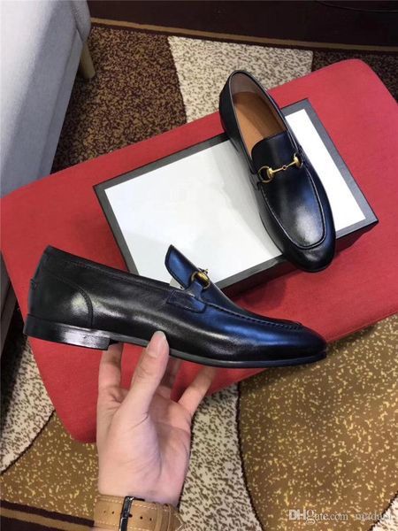 

20fw spring autumn pointed toe men shoes luxury italian style formal dress leather shoes flats party wedding loafers big size 45 yetc7, Black