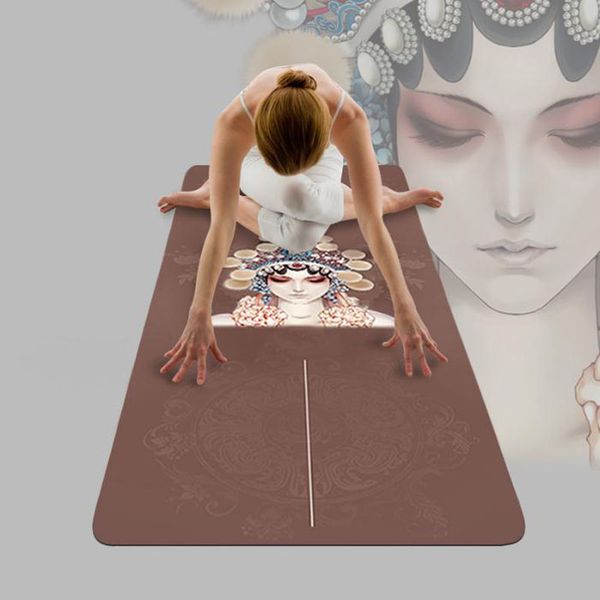 

1.5mm natural rubber yoga mat print fitness mat suede gym sports exercise pad 185x68cm non-slip pilates dance training