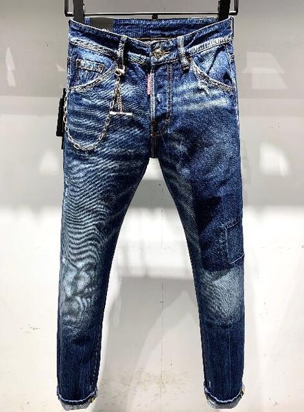 

роскошные брюки дизайнерские джинсы проблемные рваные байкер жан мужчины женщины slim fit мотоцикл байкер джинсовые джинсы хип-хоп мужские д, Blue