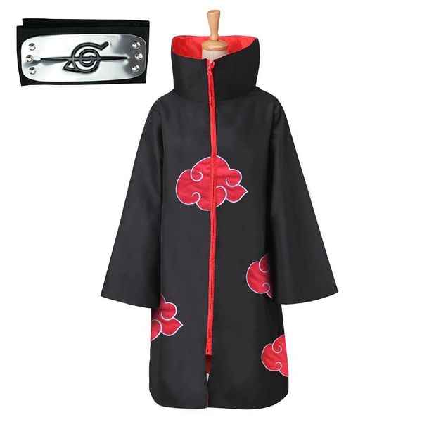 

anime naruto akatsuki cosplay costume akatsuki cloak naruto uchiha itachi cape anime party halloween costume, Black