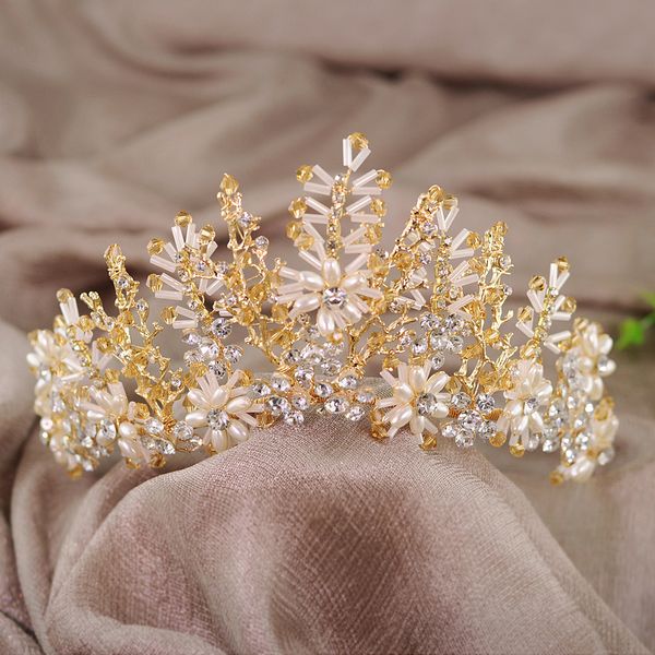 

trixy h215 elegant wedding crown for bride tiara with rhinestone bridal hair accessories flourish wedding hair jewelry for women, Golden;white