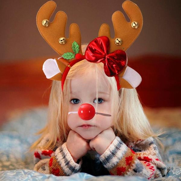 

cute antler elk hair hoop headband red nose for xmas kid costume party prop