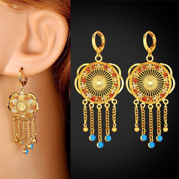 

new trendy gold dangle earrings for women enamel 18k real gold plated tassel earrings, Silver