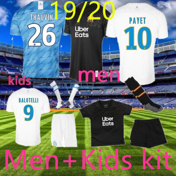 

Top 19 20 men + kids kit soccer jersey OM jerseys 2019 2020 maillot de foot L.GUSTAVO THAUVIN PAYET football shirt uniforms away third