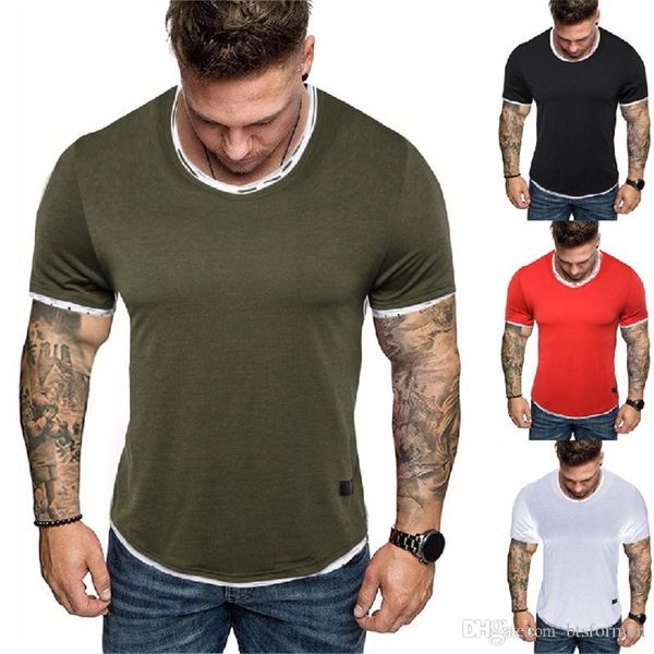 

отверстие сплошной цвет mens конструктора tshirt кнопка дышащий короткие мужские рукава тис вскользь тонкий подросток tops, White;black