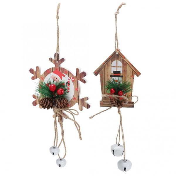 

3d christmas decorations wooden ornaments christmas tree hanging bell pendant decor bells
