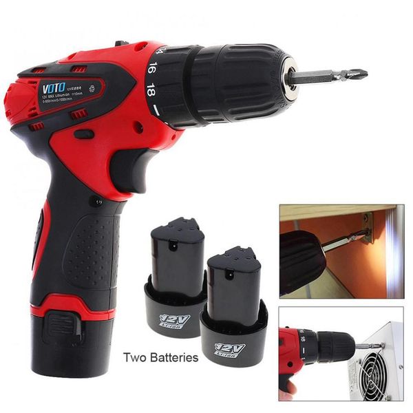 

12v electric screwdriver with 2*rechargeable lithium battery two-speed power tools