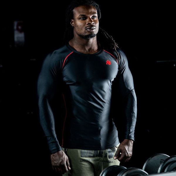 

muscle fitness spring and autumn men brothers sports apparatus exercise boxing training tight elasticity quick- long-sleeved, White;black