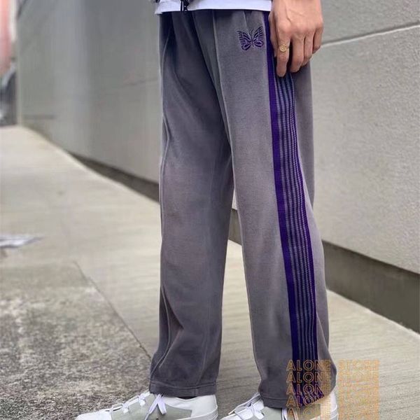 

awge needles sweatpants women men 1a:1 thick keep warm butterfly embroidery ag drawstring awge needles sweatpants, Black