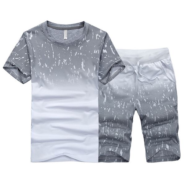 

summer new men's short-sleeved t-shirt korean sports suit clothes men's casual sports suit, Gray