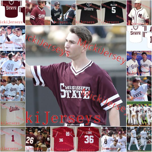 

Custom Mississippi State Bulldogs Baseball Jersey Elijah MacNamee Gunner Halter Ethan Small JT. Ginn Peyton Plumlee Keegan James MSU Jersey