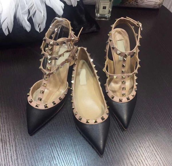

genuine leather v stud ballerina flats blue black nude red yellow rose pink luxury designer runway classic fashion women
