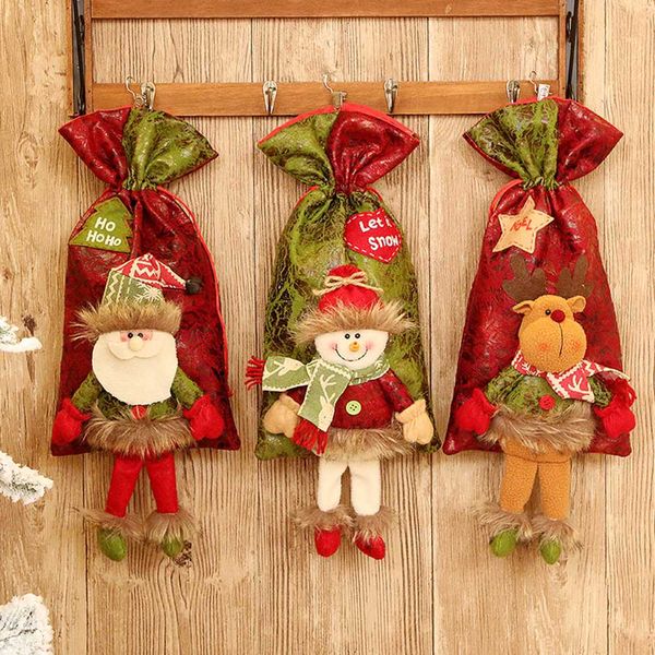 

fancy santa claus christmas snowmen box decorations candy apple bags pockets decor home decoration for kid's xmas gifts