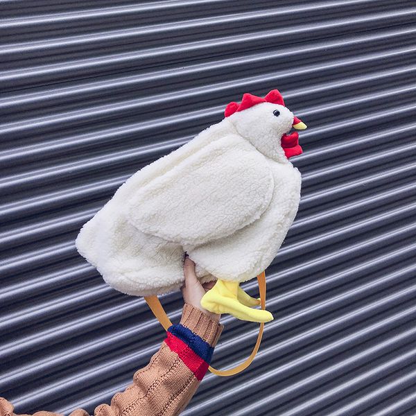 

fashion women messenger bag cartoon chicken casual shoulder bags cute children girls plush handbag bolsos a main