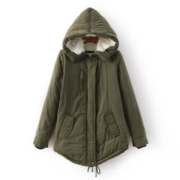 

2019 new winter cotton coat women slim plus size outwear wadded jacket thick hooded cotton sherpa wool liner warm parka, Black