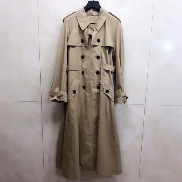 

new fashion trench coat women double breasted long trench coat women solid slim cloak windbreaker female, Tan;black