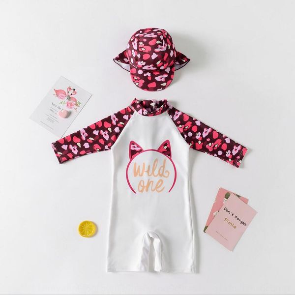 

2019 cartoon hipster cat pattern boys' and girls' one-piece swimsuit quick-drying sun-proof spring swimsuit, White;black
