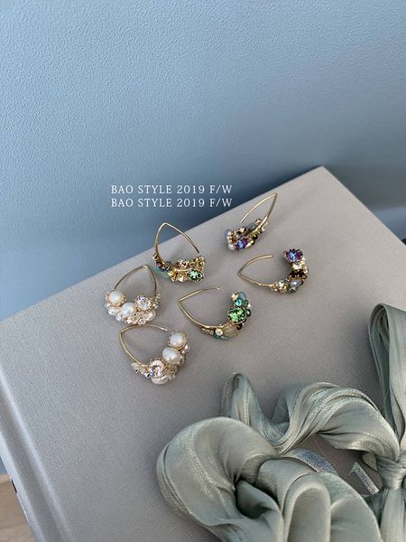 

handmade heavy industry crystal natural fresh water pearl arc earrings, Silver