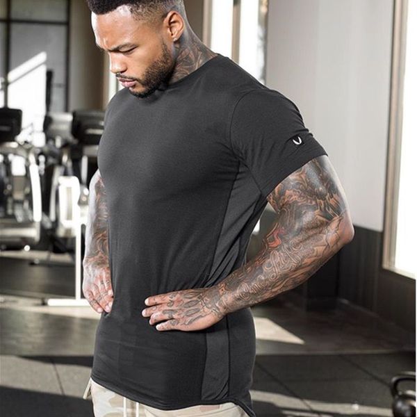 

новый стиль мышцы фитнес братья мужская одежда сустав короткий рукав круглый воротник футболки мужчины мышцы спортсмен спорт хью, White;black