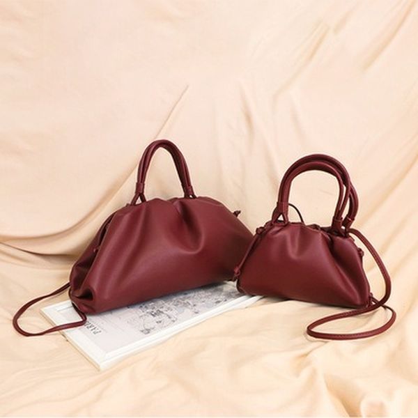 

cloud bag all leather women's bag 2019 new pleated single shoulder slant span portable bucket women's