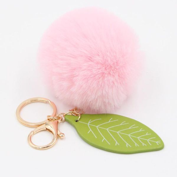

creative rex fur ball fruit metal keychain leaf bag keychain fur plush car pendant cute key ring, Silver
