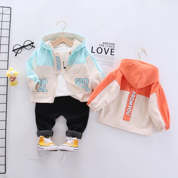 

new spring autumn children clothes baby boys girls coat jacket t shirt pants 3pcs/sets kids infant clothing toddler tracksuits, White
