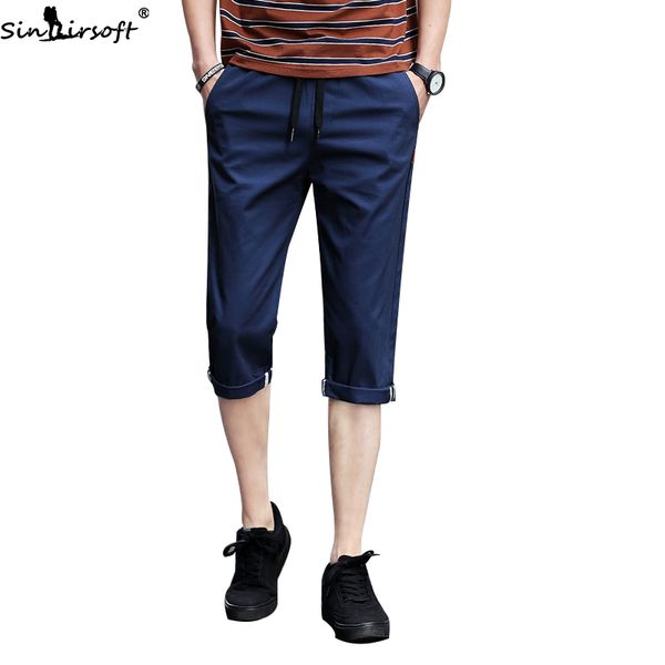 

summer men's casual pants cotton loose and quick-drying cropped trousers men's fashion trend beach pants casual shorts men, Black