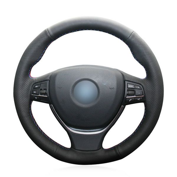 

black artificial leather car steering wheel cover for bmw f10 2014 520i 528i