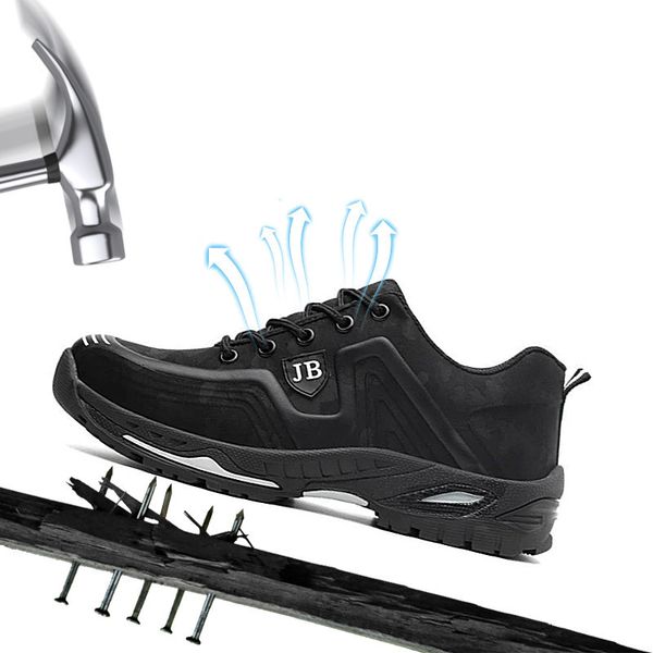

dropshipping men and women safety boots outdoor fashion men shoes water-proof puncture-proof workers sneakers, Black