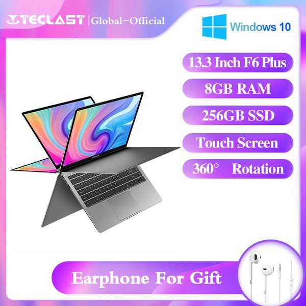 

teclast f6 plus lap360° rotating 13.3inch windows10 8gb ram 256gb ssd 1920*1080 ips touch screen intel celeronn4100 notebook