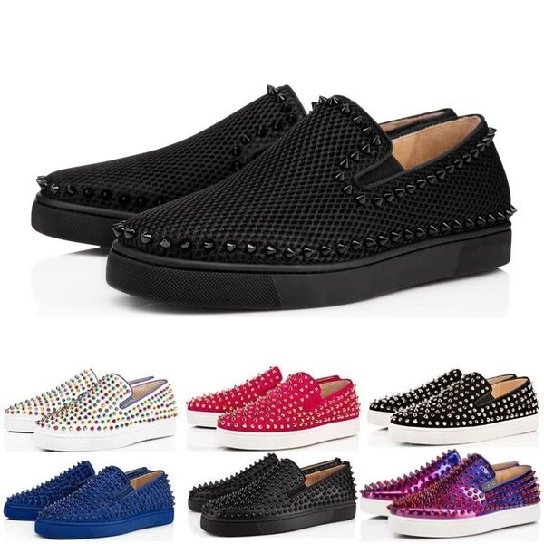 

luxury designer women men shoes low red bottoms nude black red leather pointed toes pumps casual sneaker shoes