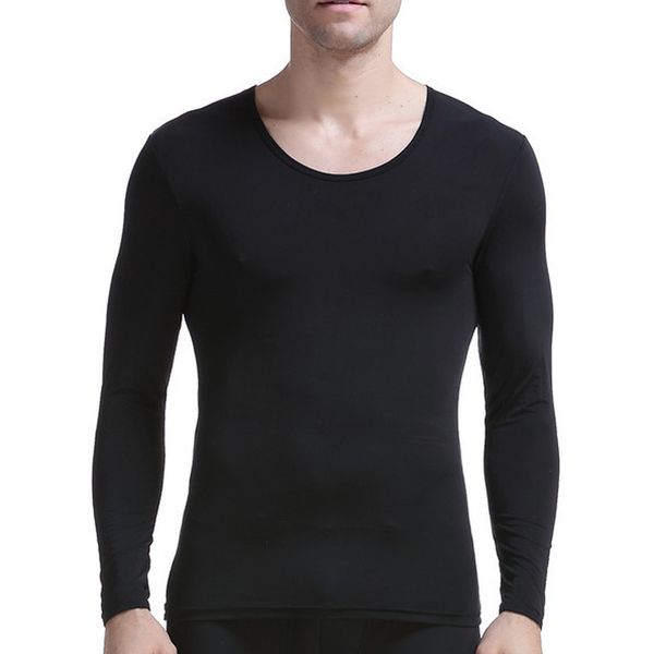 

ultra-thin undershirts ice silk transparent long sleeve men t-shirts onderhemd heren gay underwear tee chemise homme, Black;brown