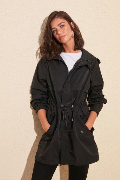 

trendyol lacing detailed coats twoss20mo0063, Black;brown
