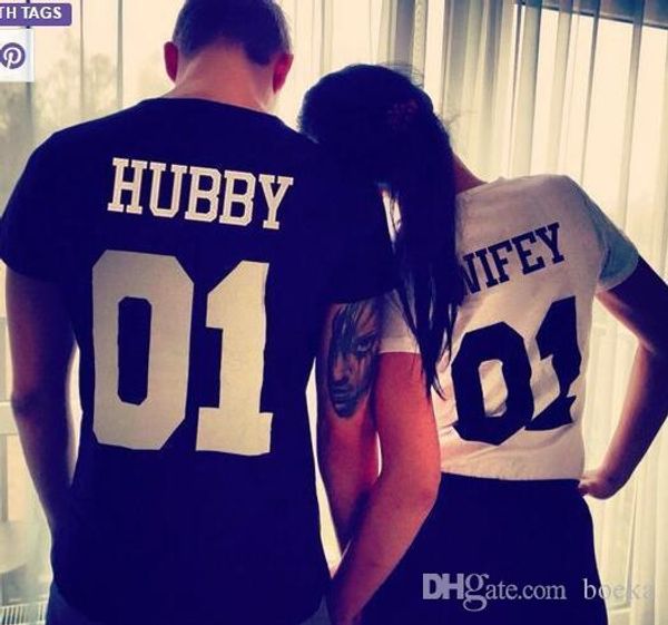 

s-xxxl случайных пары одежды рубашка муженек wifey 01 poleras де mujer футболочка ф рубашка тройники топы пар футболку для любителей, White;black