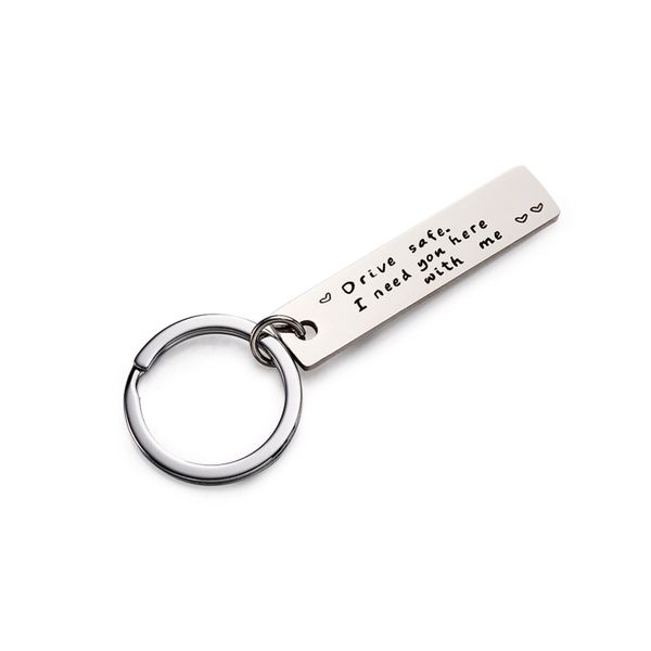 

316 stainless steel key chains with iron ring rectangle with word decoration accessories creative crafts 2019 about 71mm long, Silver