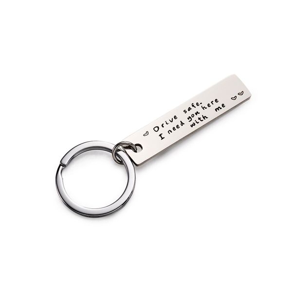 

316 stainless steel key chains with iron ring rectangle with word decoration accessories creative crafts 2019 about 71mm long, Silver