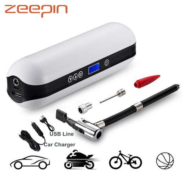 

portable air compressor car bicycle toy airbed mini compressor with tyre pressure gauge led light 4 unit options 5v 5a 150 psi