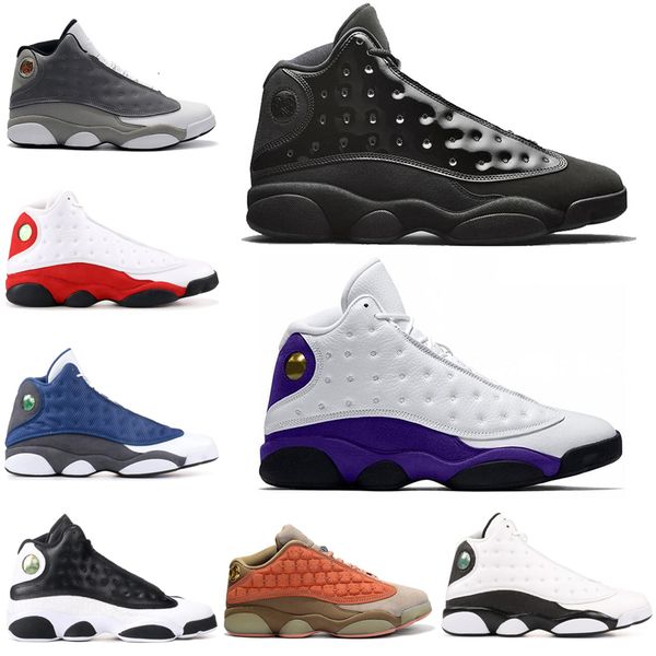 

2020 new atmosphere grey cap and gown 13 13s men basketball shoes black cat he got game playoff mens trainers sports sneakers 7-13
