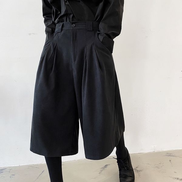 

m-xl men casual loose calf-length skirt pant male japan streetwear black punk gohic wide leg harem pants